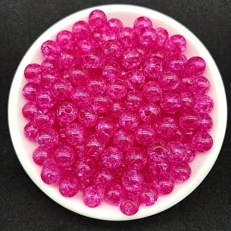 Krackelerad akryl, 8mm, 50p - Rosenröd