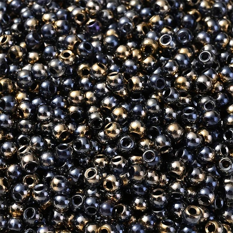 Seedbeads, svart, 4mm - 100p