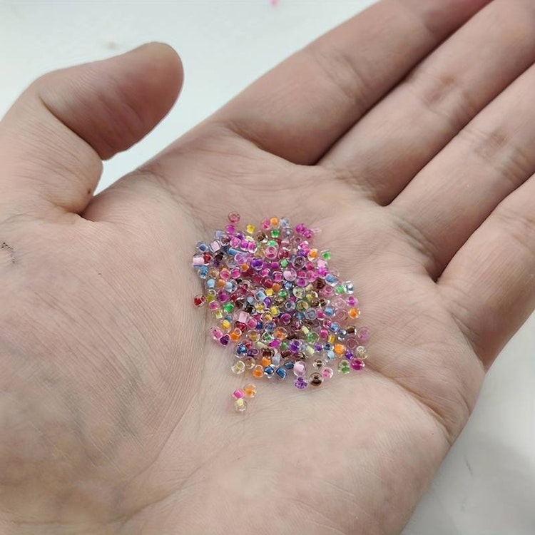 Transparent glas-seedbead, mix, 2mm - Ca 1000st