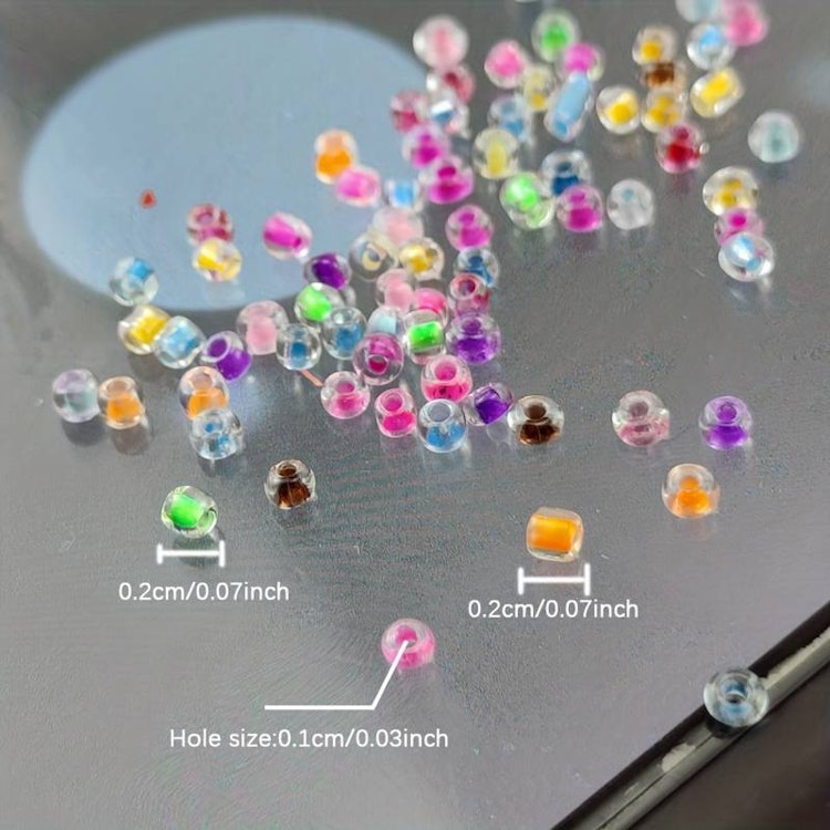 Transparent glas-seedbead, mix, 2mm - Ca 1000st