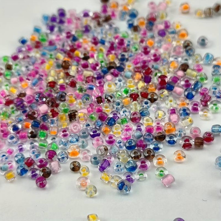 Transparent glas-seedbead, mix, 2mm - Ca 1000st