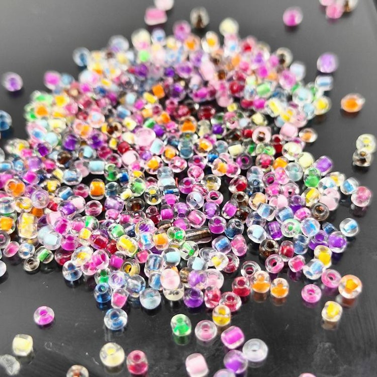 Transparent glas-seedbead, mix, 2mm - Ca 1000st
