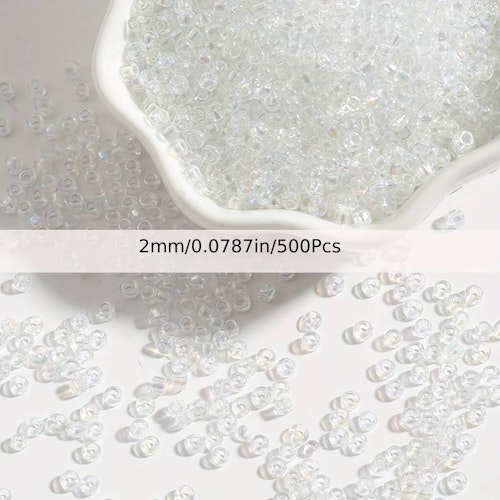 Glaspärlor, 2mm, ca 500st - Vit