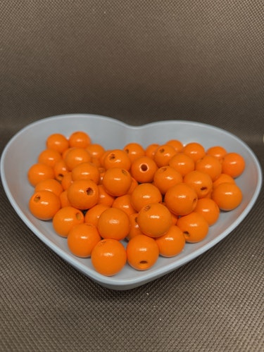 Träpärla, orange, 16mm - 10p