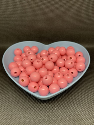 Träpärla, rosa, 16mm - 10p
