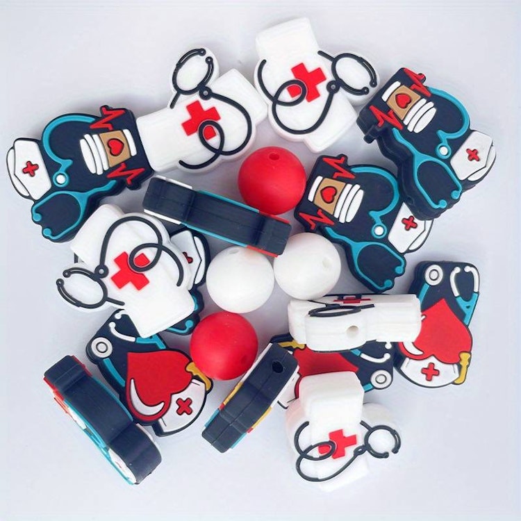 Silikon-pärla, nurse hjärta, svart - 28mm