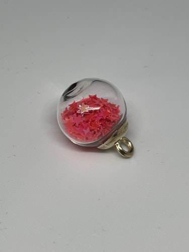 Glaskula med stjärnglitter - Rosenröd