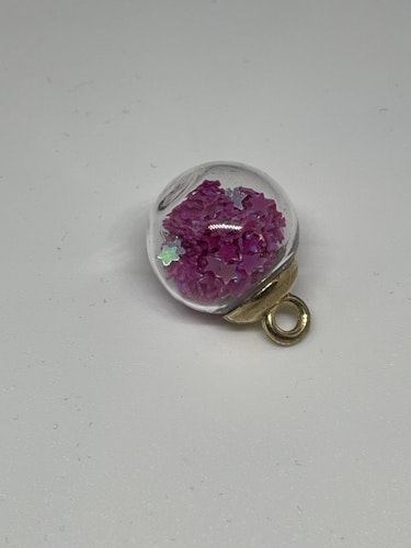 Glaskula med stjärnglitter - Magenta