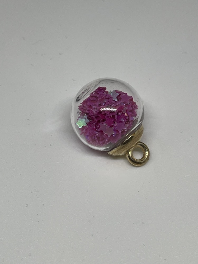 Glaskula med stjärnglitter - Magenta