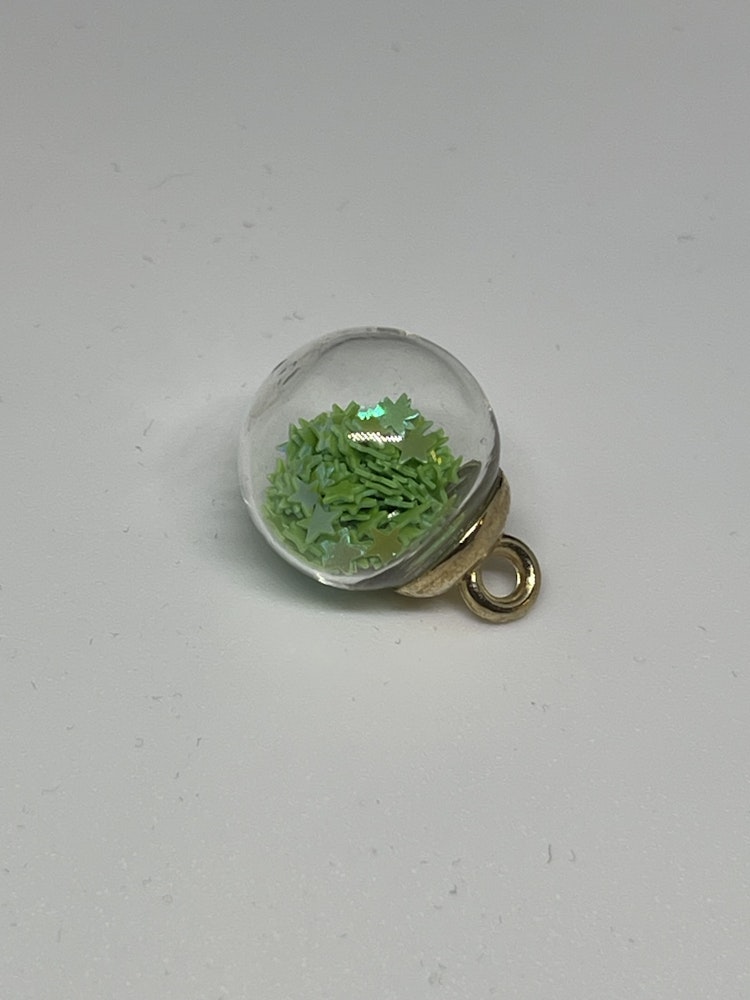 Glaskula med stjärnglitter - Grön