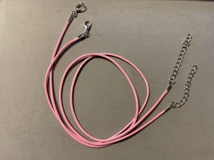 Halslänk komplett med lås i läder - rosa