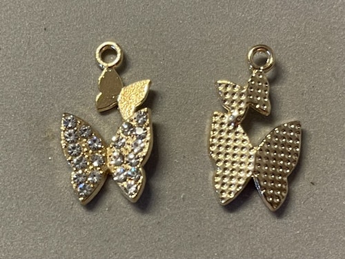 Fjäril med strass - guld