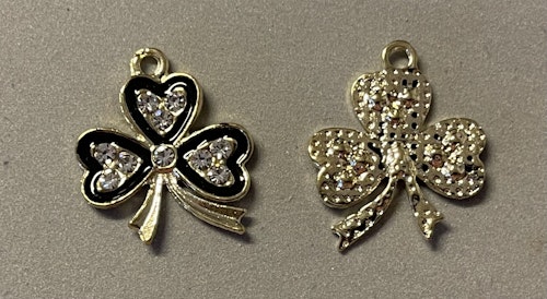 Treklöver med strass - guld