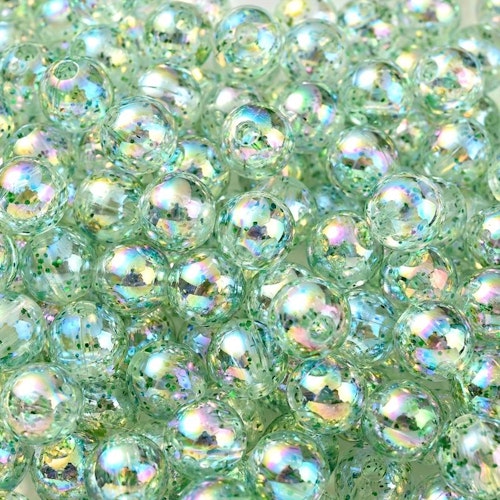 Glitterplätterad akryl, 8mm, grön - 50p