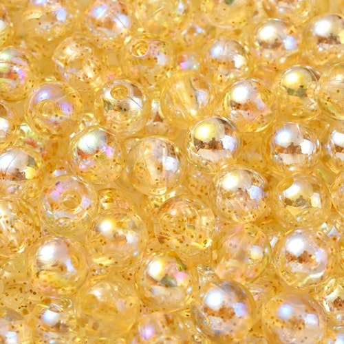 Glitterplätterad akryl, 8mm, gul - 50p