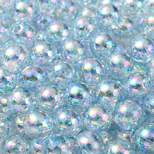 Glitterplätterad akryl, 8mm, blå - 50p