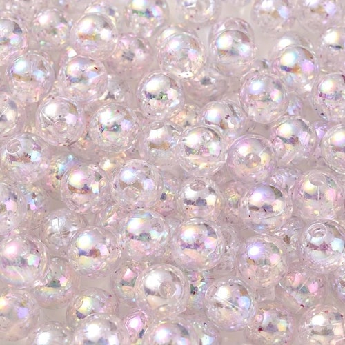 Glitterplätterad akryl, 8mm, vit - 50p
