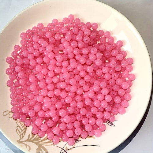 Geléfärgad akryl, 8mm, rosenröd - 50p