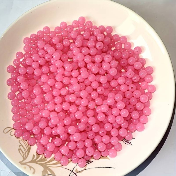 Geléfärgad akryl, 8mm, rosenröd - 50p