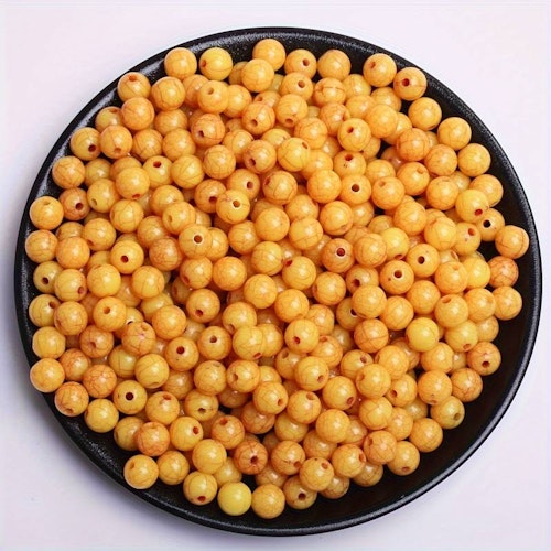 Pärla med sprick-imitation, 8mm, gul - 50st