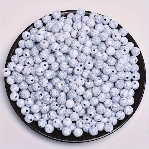 Pärla med sprick-imitation, 8mm, vit - 50st