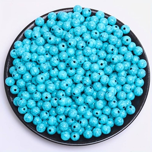 Pärla med sprick-imitation, 8mm, blå - 50st