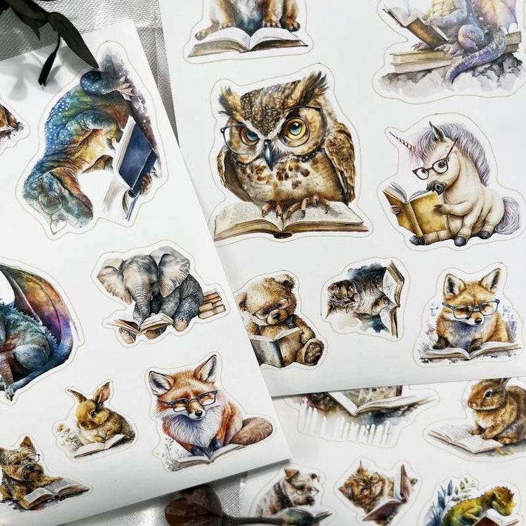 Klistermärken - 3 ark med 24 st djur-stickers