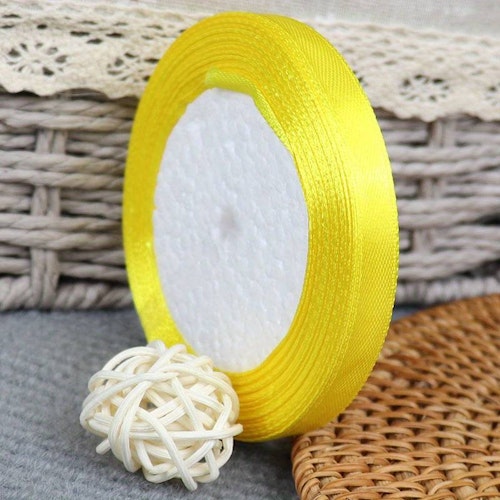 Satinband, gul - 10mm x 22m