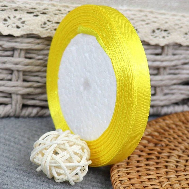 Satinband, gul - 10mm x 22m