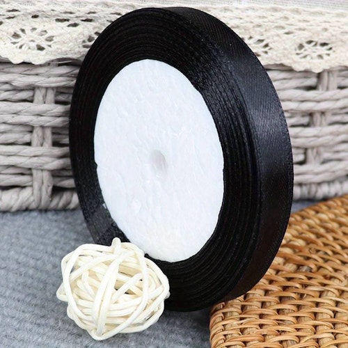Satinband, svart - 10mm x 22m
