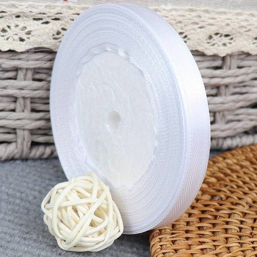 Satinband, vit - 10mm x 22m