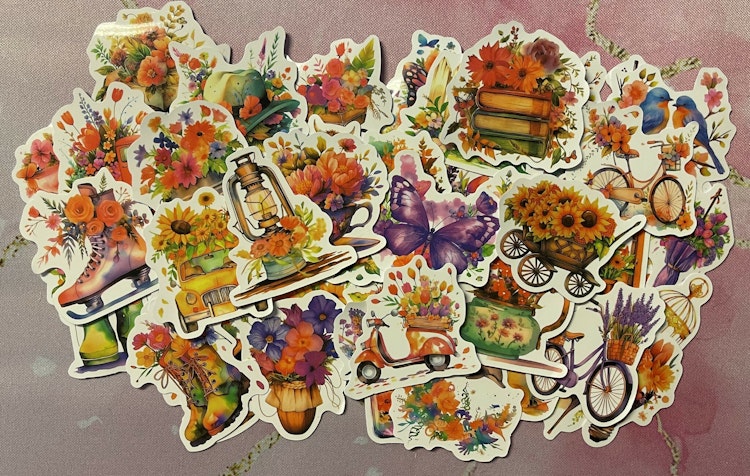Klistermärken -Blommiga bilder - 10 st