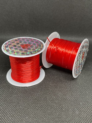 Elastisk tråd, röd - 0,8mm x 10m