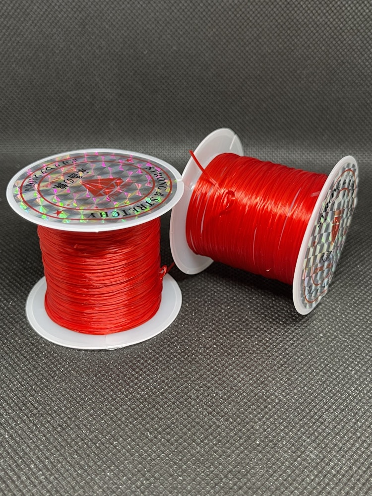 Elastisk tråd, röd - 0,8mm x 10m