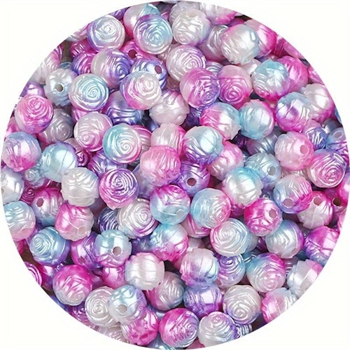 Rosenpärla, 8mm, gradient rosa/blå/lila - 50st