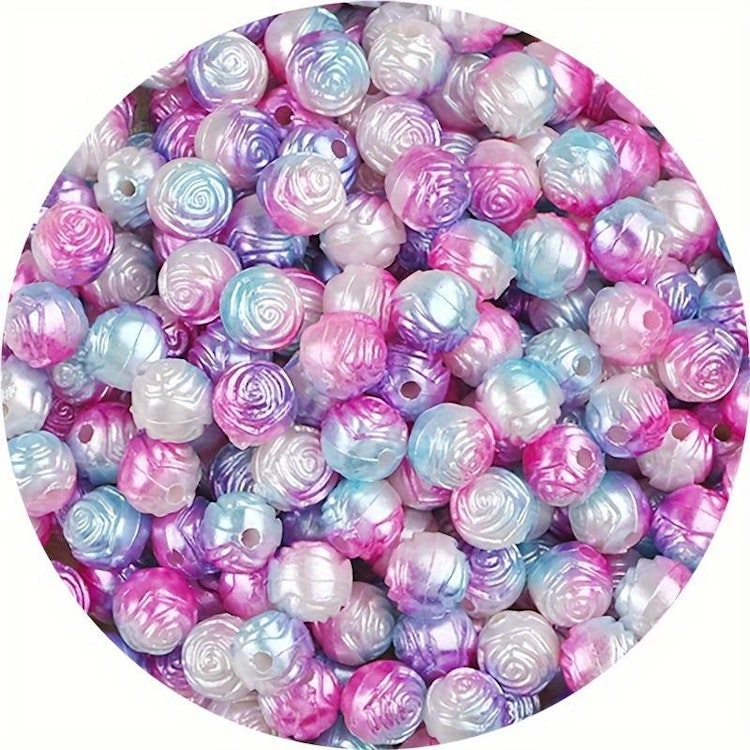 Rosenpärla, 8mm, gradient rosa/blå/lila - 50st