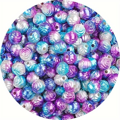 Rosenpärla, 8mm, gradient blå/lila - 50st