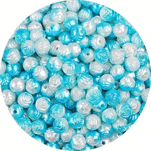 Rosenpärla, 8mm, gradient blå/vit - 50st