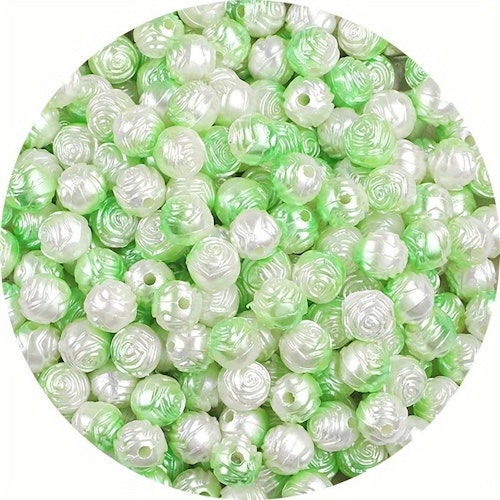 Rosenpärla, 8mm, gradient grön/vit - 50st