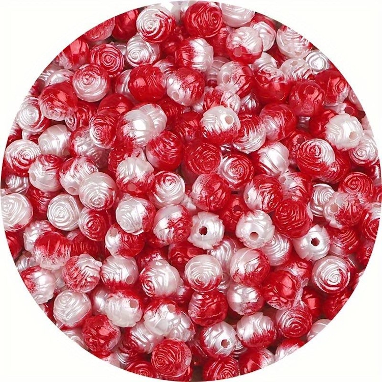 Rosenpärla, 8mm, gradient vitröd - 50st