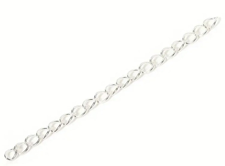 Förlängningskedja, 5cm, silver - 25st