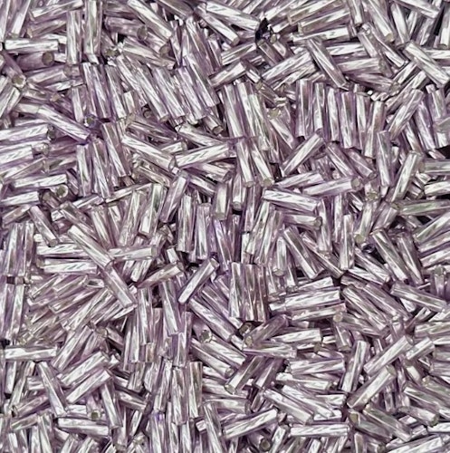 Spiralrörpärla av glas, 2x6mm, ljuslila - Ca 600st