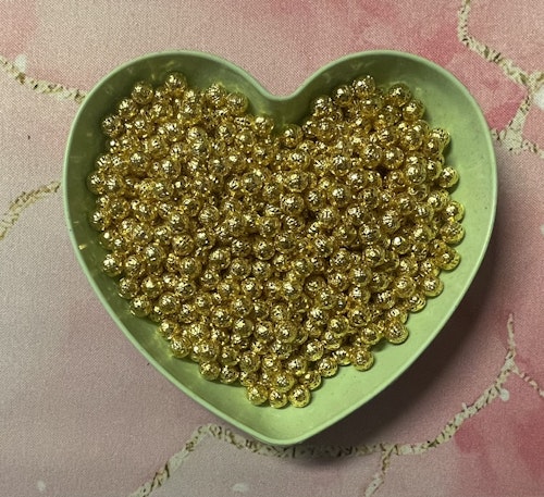 Ihålig pärla, 8mm, guld - 50st