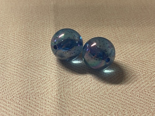 Glitterpärla, blå - 20mm
