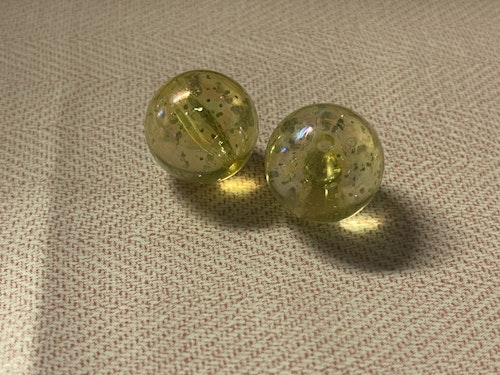 Glitterpärla, gul - 20mm