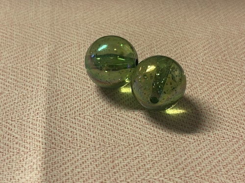 Glitterpärla, mörkgrön - 20mm