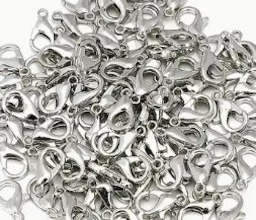 Hummerlås, silver, 12mm - 10p
