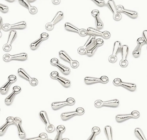 Metall-ändar, vattendroppe, silver, 7mm - 25st