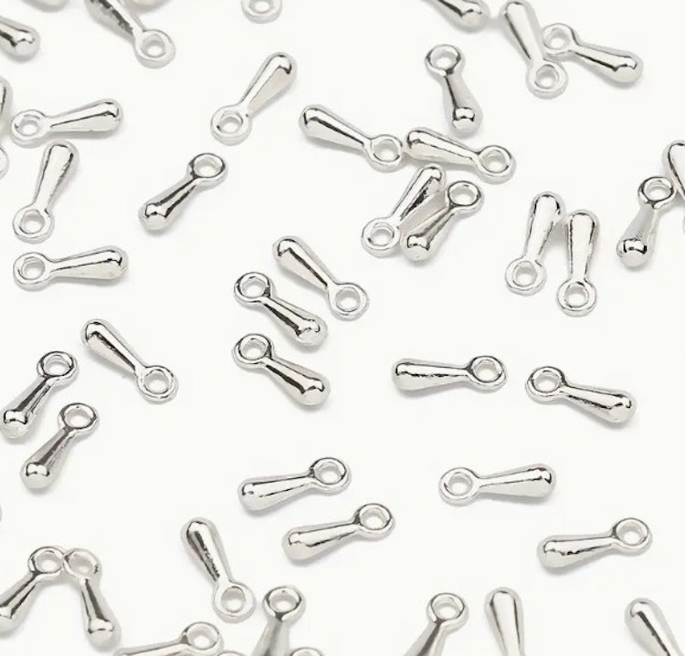 Metall-ändar, vattendroppe, silver, 7mm - 25st
