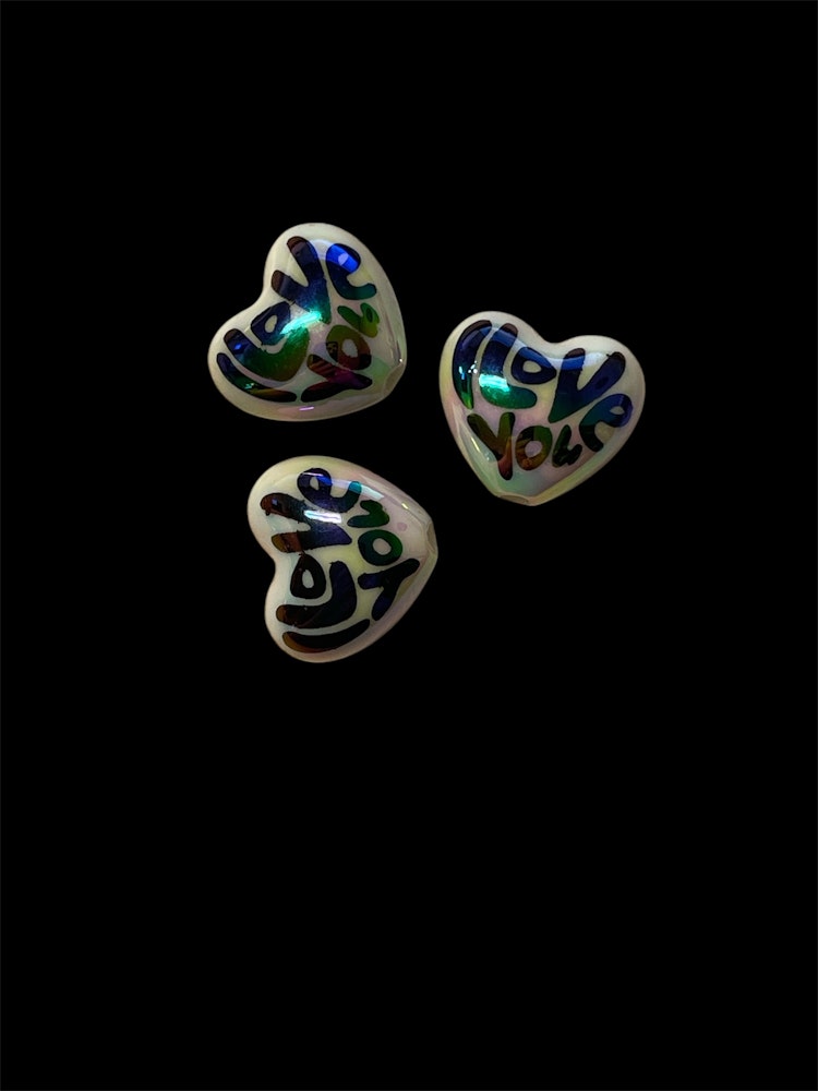 I love you, 20mm, vit med svart text